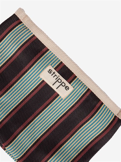 VIVA - Kahve Çizgili Naylon Kumaş Pouch Portföy Çanta