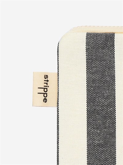 BREEZE - Kalın Çizgili Siyah Pouch Portföy Çanta