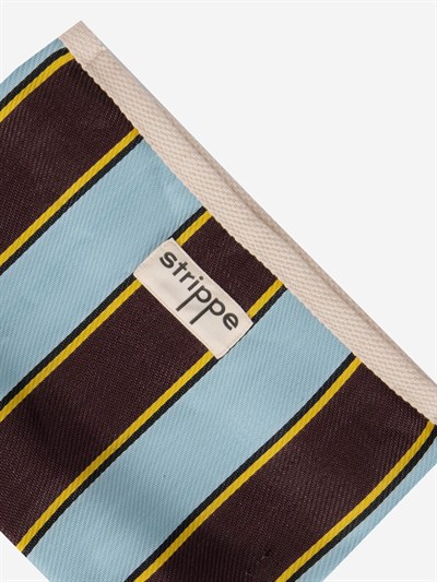 VIVA - Kahve Mavi Çizgili Naylon Kumaş Pouch Portföy Çanta