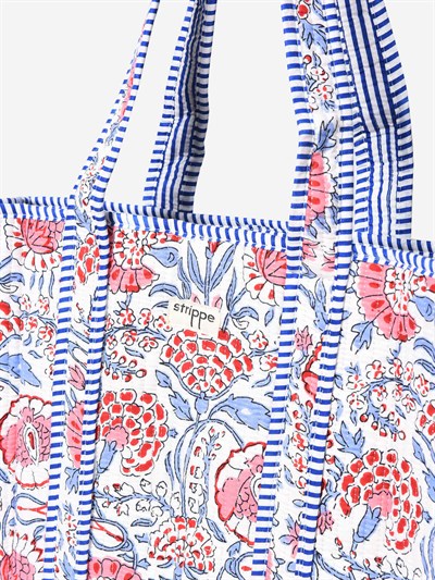 MARIGOLD - Floral Desenli Beyaz Pamuklu Kumaş Günlük Omuz Çantası - Tote Bag