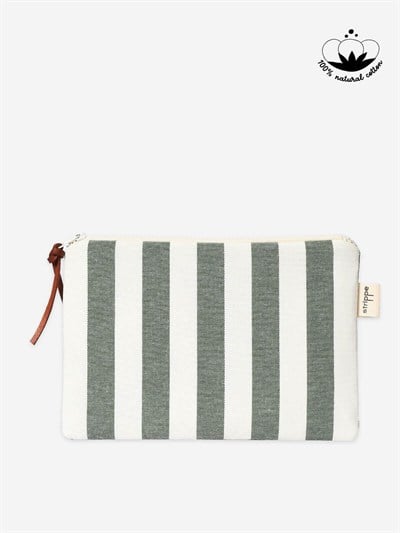 BREEZE - Kalın Çizgili Yeşil Pouch Portföy Çanta