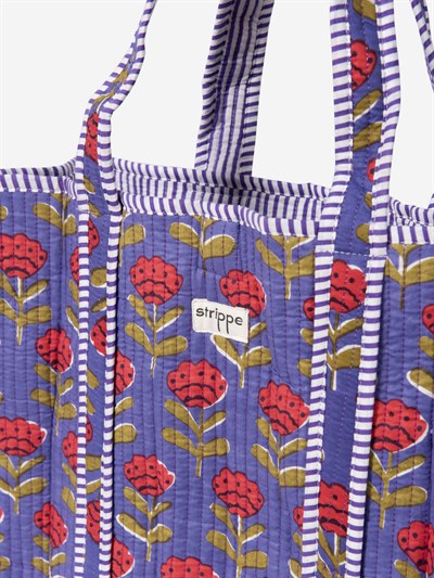 BLOOM- Gelincik Desenli Mor Pamuklu Kumaş Günlük Omuz Çantası -  Tote Bag