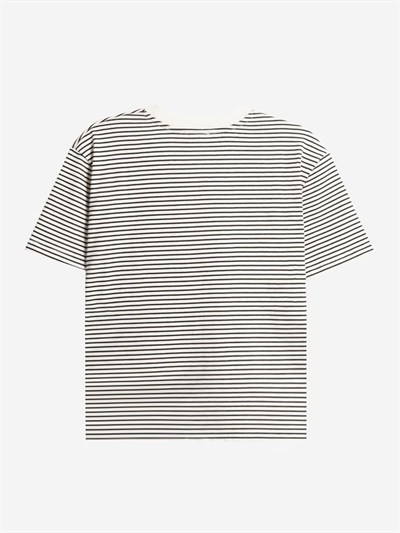 BRETON	 - Siyah Çizgili Regular Kalıp Krem T-shirt 
