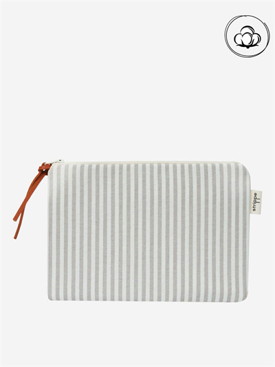 POP - İnce Çizgili Bej Pouch Portföy Çanta