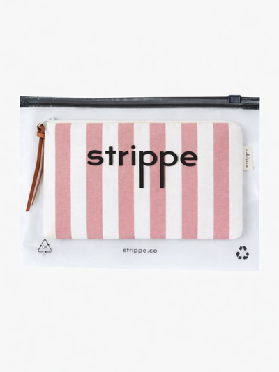 VIBE - Kalın Çizgili Gül Kurusu Pouch Portföy Çanta