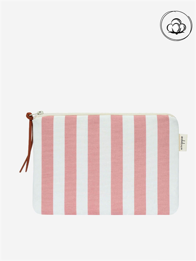 VIBE - Kalın Çizgili Gül Kurusu Pouch Portföy Çanta