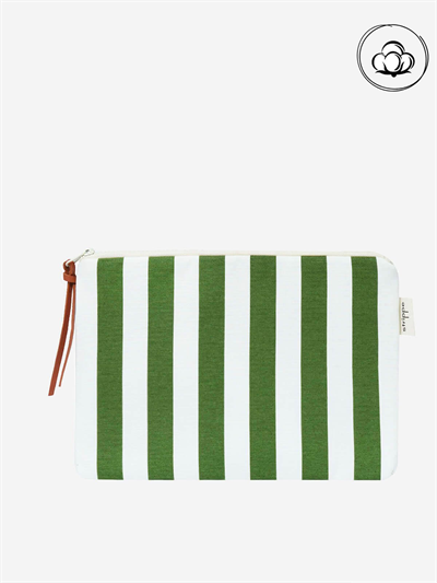 VIBE - Kalın Çizgili Haki Pouch Portföy Çanta