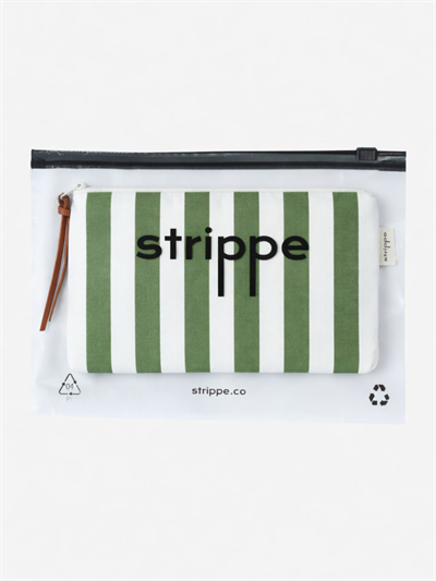 VIBE - Kalın Çizgili Haki Pouch Portföy Çanta