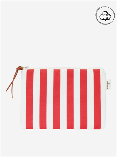 VIBE - Kalın Çizgili Kırmızı Pouch Portföy Çanta