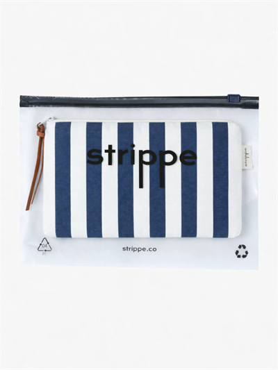 VIBE - Kalın Çizgili Lacivert Pouch Portföy Çanta