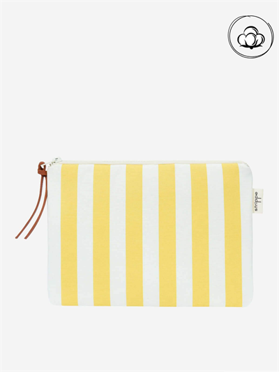 VIBE - Kalın Çizgili Sarı Pouch Portföy Çanta