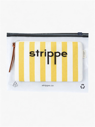 VIBE - Kalın Çizgili Sarı Pouch Portföy Çanta