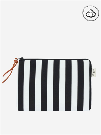 VIBE - Kalın Çizgili Siyah Pouch Portföy Çanta