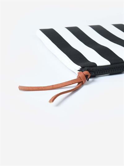 VIBE - Kalın Çizgili Siyah Pouch Portföy Çanta