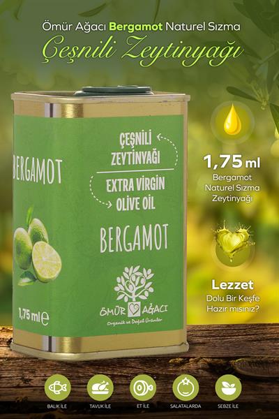 Soğuk Sıkım Bergamot Naturel Sızma Çeşnili 175 ml. Teneke Zeytinyağı