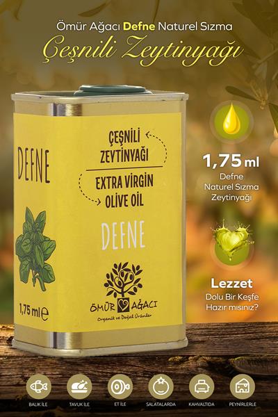 Soğuk Sıkım Defne Naturel Sızma Çeşnili 175 ml. Teneke Zeytinyağı