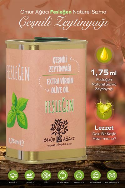 Soğuk Sıkım Fesleğen Naturel Sızma Çeşnili 175 ml. Teneke Zeytinyağı