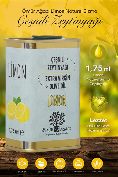Soğuk Sıkım Limon Naturel Sızma Çeşnili 175 Ml. Teneke Zeytinyağı