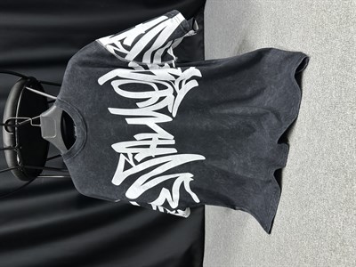 Graffiti Baskı Detaylı Yıkamalı  T-shirt