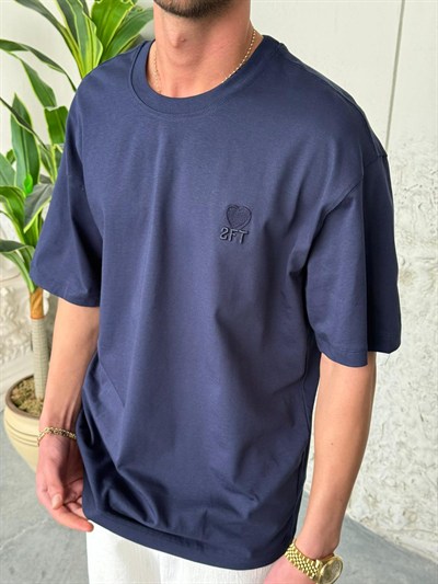 2FT Yazı Nakışlı Lacivert Tişört 