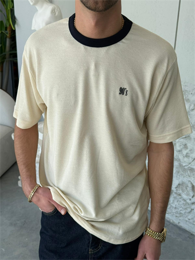 90s Krem Triko Tişört 