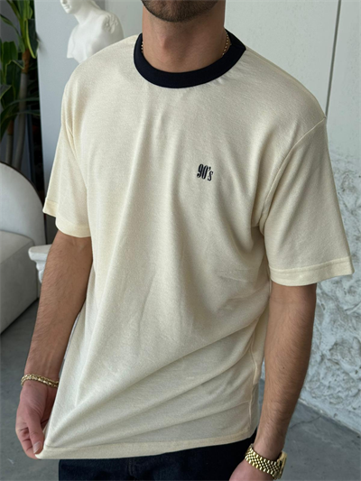 90s Krem Triko Tişört 