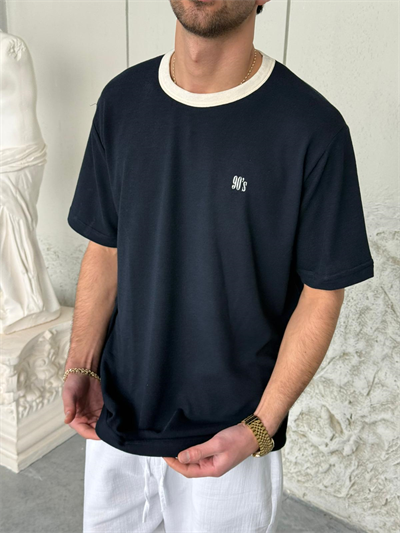 90s Lacivert Triko Tişört