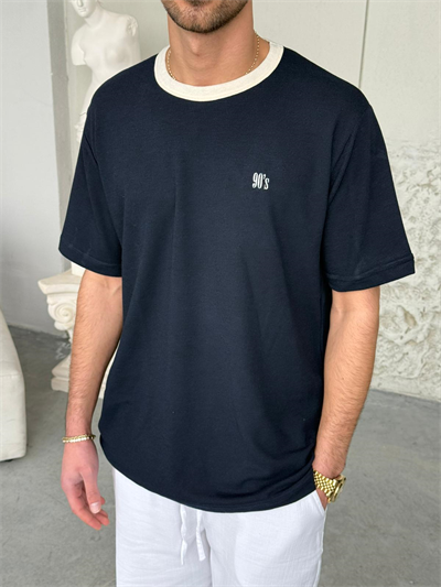 90s Lacivert Triko Tişört