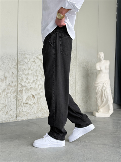 Bel Lastik İpli Antrasit Kot Pantolon 