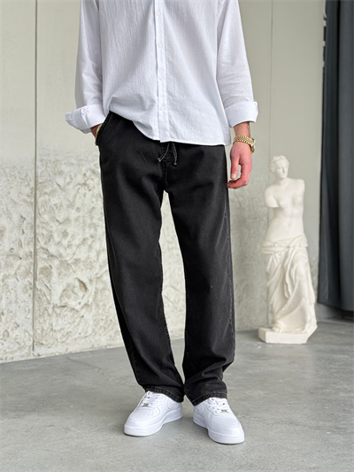 Bel Lastik İpli Antrasit Kot Pantolon 