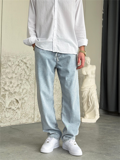 Bel Lastik İpli Baggy Kot Pantolon