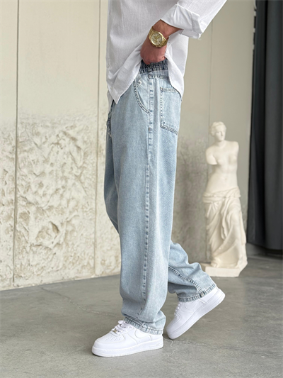 Bel Lastik İpli Baggy Kot Pantolon