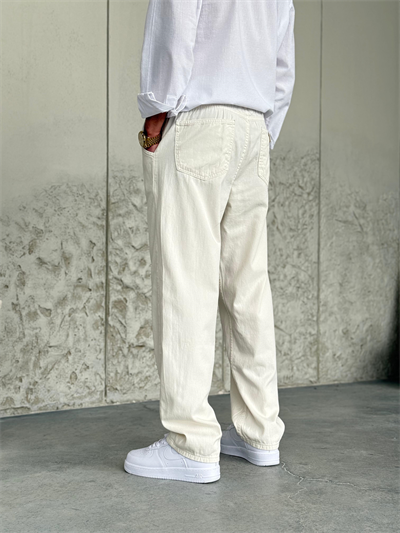 Bel Lastik İpli Jogger Krem Pantolon 