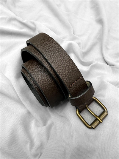 Eskitme Gold Toka Detaylı Kahve Kemer