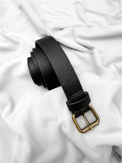 Eskitme Gold Toka Detaylı Siyah Kemer 
