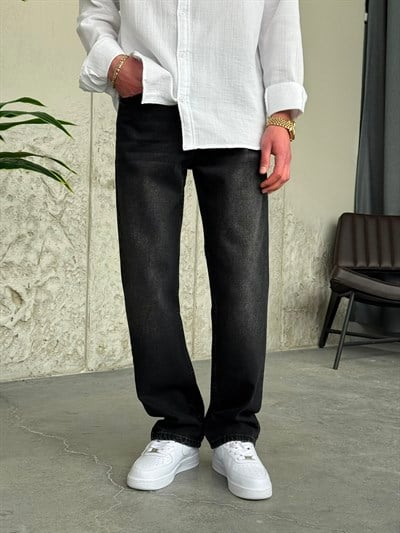 Füme Taşlamalı Baggy Kot Pantolon