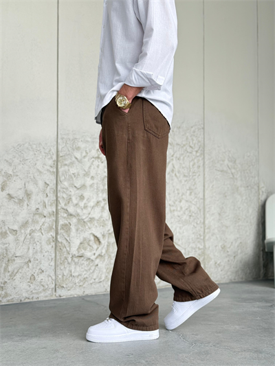 Gabardin Kahve Baggy Pantolon 