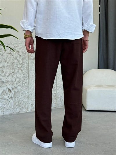 Gabardin Kahve Keten Pantolon 