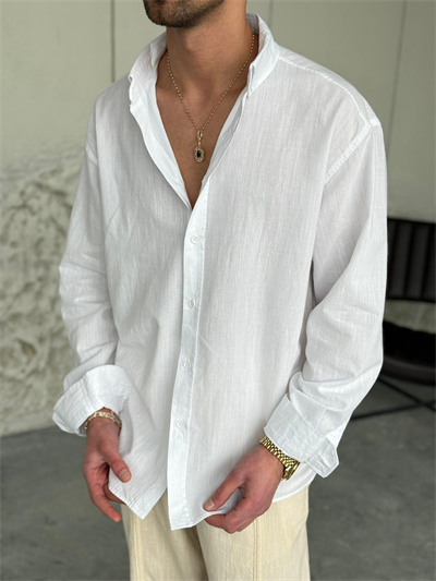 Giesto Beyaz Fresh Keten Gömlek