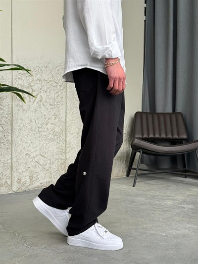 Giesto GG Nakışlı Premium Gabardin Siyah Pantolon 