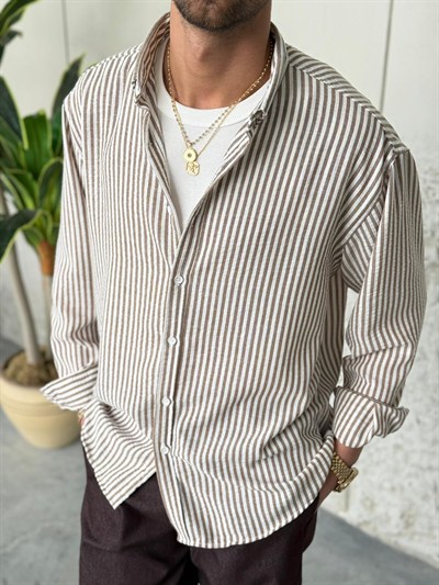 Gıesto Kahve Çizgili Gömlek