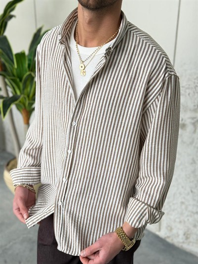 Gıesto Kahve Çizgili Gömlek