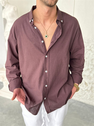 Giesto Kahve Fresh Keten Gömlek