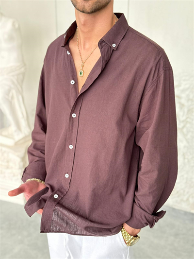 Giesto Kahve Fresh Keten Gömlek