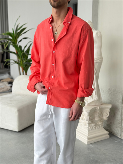 Giesto Nar Çiçeği Fresh Keten Gömlek