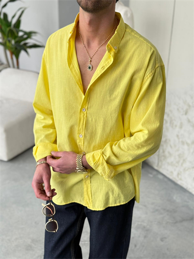 Giesto Sarı Fresh Keten Gömlek