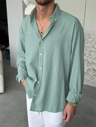Giesto Su Yeşili Fresh Keten Gömlek