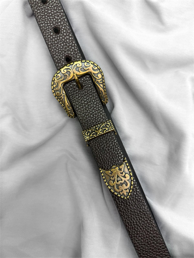 Gold Toka Detaylı Kahve Kemer