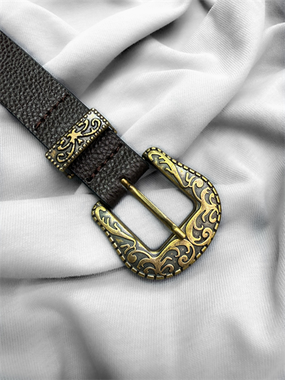 Gold Toka Detaylı Kahve Kemer