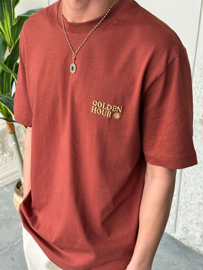 Golden Hour Nakışlı Kiremit Tişört